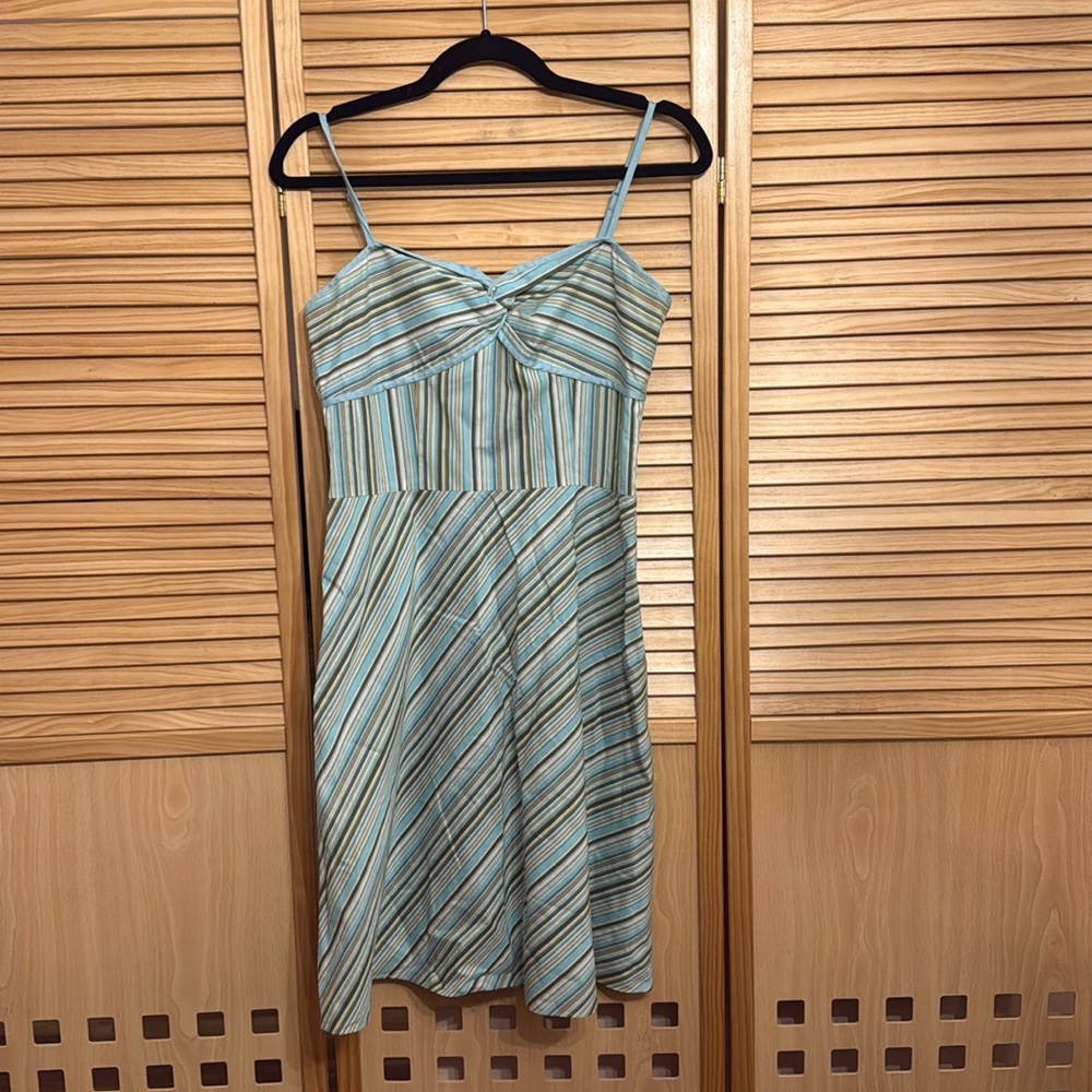 Loft blue & green striped dress